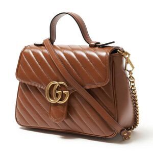 Gucci Shoulder Bag 2WAY GG Marmont Handbag Brown Ladies